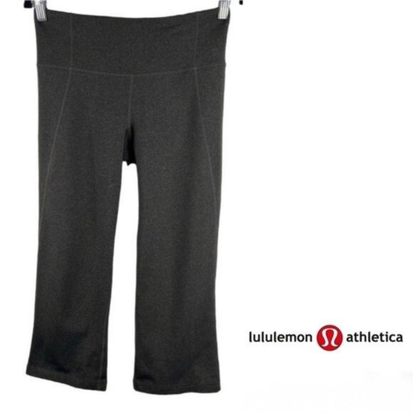 Lululemon Gather & Crow Crop Leggings Pants Size 6 Heathered Coal / Wee Stripe - Picture 1 of 6
